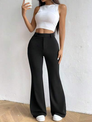 Flirla سراويل ذات خصر عالي وساق جرس ،ملابس رمضان