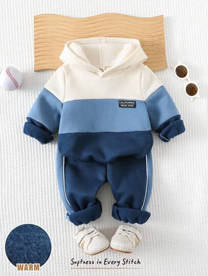 Cozy Pixies مجموعة بلوزة وبنطلون للأطفال الصبيان، بلوزة كنزة ناعمة بألوان متباينة وبنطلون بخصر مطاطي، ملابس أساسية مريحة وعملية وأنيقة، مناسبة للاستخدام الداخلي والخارجي، للرياضة والحفلات والمدرسة والأنشطة اليومية، للموسم الخريفي والشتوي
