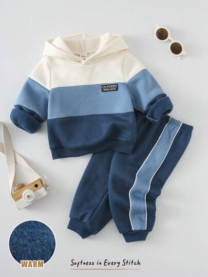 Cozy Pixies مجموعة بلوزة وبنطلون للأطفال الصبيان، بلوزة كنزة ناعمة بألوان متباينة وبنطلون بخصر مطاطي، ملابس أساسية مريحة وعملية وأنيقة، مناسبة للاستخدام الداخلي والخارجي، للرياضة والحفلات والمدرسة والأنشطة اليومية، للموسم الخريفي والشتوي