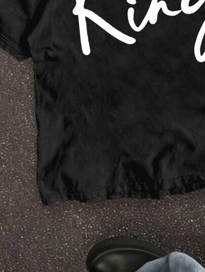 SHEIN Leap Crew تي شيرت كاجوال بأكمام قصيرة وطباعة جرافيك للمراهقين الصبية، مناسب للصيف