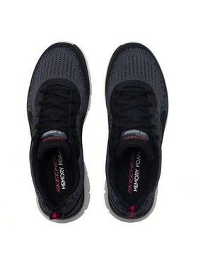 Skechers أحذية رجالية كاجوال، أحذية رياضية كاجوال برباط، مريحة وخفيفة الوزن للاستخدام اليومي، طراز 232699-BKRD