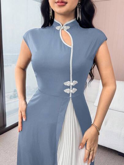 Modelyn فستان منسدل باللون المركب أنيق للنساء، صيفي