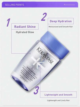 Kérastase شامبو مرطب مشرق BLOND ABSOLU 80مل، مع حمض الهيالورونيك ومستخلص زهرة الثلج، يعزز لمعان الشعر، يرطب بعمق، يترك الشعر ناعم وخفيف الوزن، مناسب بشكل خاص للشعر المبيض أو المسلط عليه إبراز
