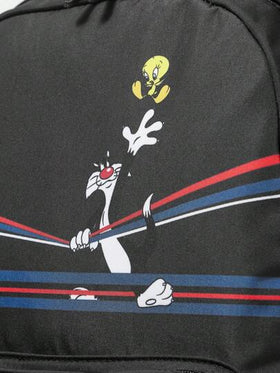 LOONEY TUNES X SHEIN حقيبة ظهر نسائية للارتحال والعودة إلى المدرسة بطباعة حرفية وكرتونية، أنيقة للارتداء اليومي