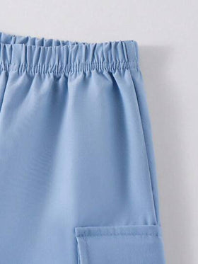 SHEIN ChillGRL 2 قطعة مجموعة بلوزة قصيرة الأكمام للفتيات المراهقات بأكمام قصيرة وبنطال كاجوال بتصميم وشم ذو فتحة رقبة دائرية، إطلالة عصرية للربيع/الصيف