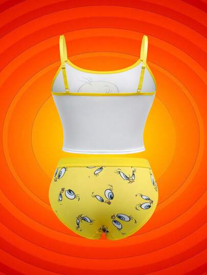 LOONEY TUNES X SHEIN طقم علوي كاميسول و سروال داخلي ثالوثي ذات طبعة كرتونية