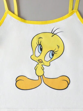 LOONEY TUNES X SHEIN طقم علوي كاميسول و سروال داخلي ثالوثي ذات طبعة كرتونية
