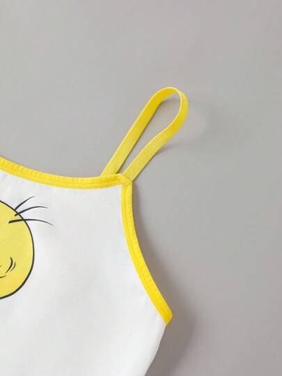LOONEY TUNES X SHEIN طقم علوي كاميسول و سروال داخلي ثالوثي ذات طبعة كرتونية