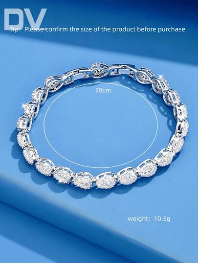 DV JEWELRY 1 سوار من البلاتين المطلي بحجر الزركونيا الفاخر للسيدات، مجوهرات أنيقة للمناسبات، الزفاف، الحفلات، والذكرى السنوية