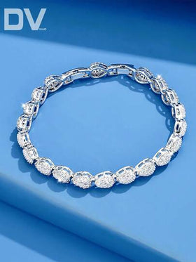 DV JEWELRY 1 سوار من البلاتين المطلي بحجر الزركونيا الفاخر للسيدات، مجوهرات أنيقة للمناسبات، الزفاف، الحفلات، والذكرى السنوية