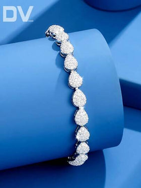 DV JEWELRY 1 سوار من البلاتين المطلي بحجر الزركونيا الفاخر للسيدات، مجوهرات أنيقة للمناسبات، الزفاف، الحفلات، والذكرى السنوية
