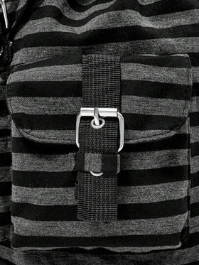 ROMWE Grunge Punk حقيبة ظهر متعددة الجيوب بتصميم كتلة اللون بأشكال براثن القطط والعظام والنجوم والخطوط المتقاطعة بطراز بانك للمدرسة، سعة كبيرة للتنقل والاستخدام المدرسي، ضروريات العودة إلى المدرسة