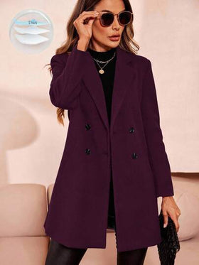 SHEIN Clasi معطف صوفي متعدد الاستخدامات بلون أساسي للنساء، خريف/شتاء