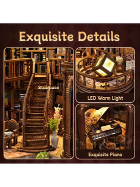 طقم طبقات كتب منزل لغز ثلاثي الأبعاد، DIY نموذج مصغر لبناء المنزل، حرفة خشبية للديكور، هدية عيد ميلاد وعيد الميلاد