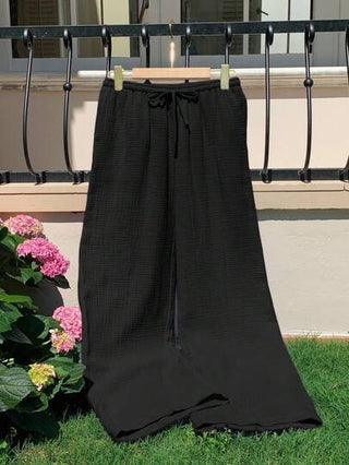 Comfortcana بنطلون قطني فضفاض بخصر مربوط للنساء، بنطلون قطني ذو ساق واسعة، بنطلون قطني 100% للنساء