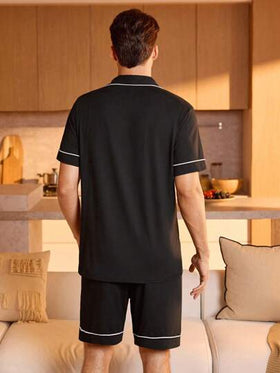 SHEIN طقم بيجامات للرجال/ طقم بيجامات مع أنابيب تباين