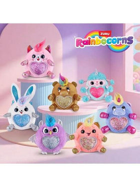 ZURU كائن حيوان محشو قابل للجمع بطول 11 بوصة من نوع Rainbocorns Fairycorn Surprise - بيضة مفاجأة نهائية، أجنحة فراشة قابلة للارتداء، بطانة jednorożec، قلب من الترتر اللامع، للأعمار 3+ للبنات والأطفال (عشوائي)