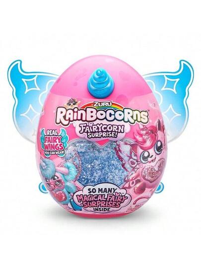 ZURU كائن حيوان محشو قابل للجمع بطول 11 بوصة من نوع Rainbocorns Fairycorn Surprise - بيضة مفاجأة نهائية، أجنحة فراشة قابلة للارتداء، بطانة jednorożec، قلب من الترتر اللامع، للأعمار 3+ للبنات والأطفال (عشوائي)