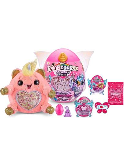 ZURU كائن حيوان محشو قابل للجمع بطول 11 بوصة من نوع Rainbocorns Fairycorn Surprise - بيضة مفاجأة نهائية، أجنحة فراشة قابلة للارتداء، بطانة jednorożec، قلب من الترتر اللامع، للأعمار 3+ للبنات والأطفال (عشوائي)