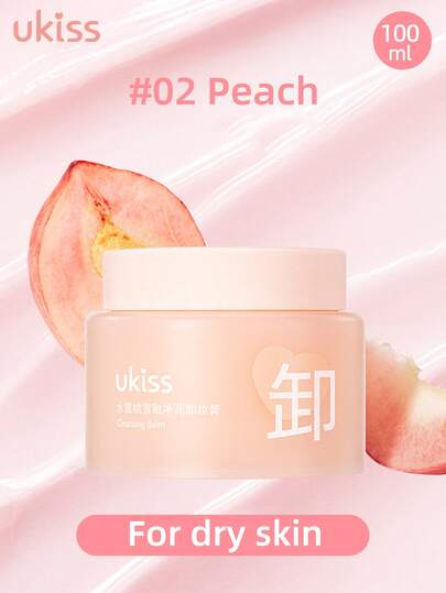 ukiss كريم منظف للمكياج بعطر الخوخ سعة 100 مل، مناسب للبشرة الجافة، مرطب وناعم، ذو قوام كريمي، يزيل الزيوت بسهولة، مناسب للبشرة الحساسة، تنظيف ثنائي الخطوة، منظف للوجه