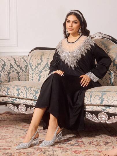 CUCCOO TILAWA أحذية نسائية ذات كعب من الكريستال مرصعة بالراينستون والشبك ذات أصبع القدم المدبب، مناسبة للخروج والحفلات والمناسبات الأخرى