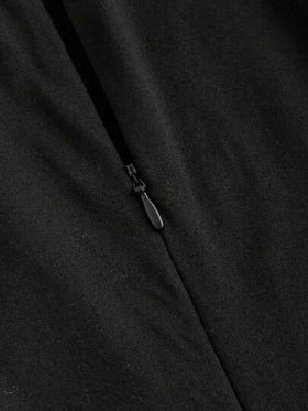 SHEIN MOD جمبسوت نسائية سوداء فضفاضة بتنورة واسعة مطوية مع حزام، بطراز كاجوال، قطعة واحدة
