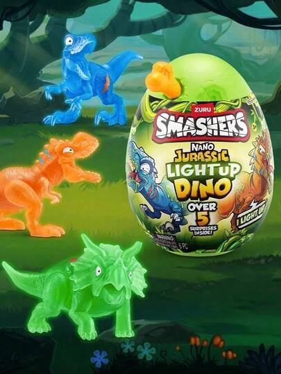 ZURU صندوق أعمى صغير من Nanoassiassic Luminous Box - 6 تصاميم مفاجأة دينو عشوائية مع ريش فلورسنت، هدية عيد ميلاد مثالية للأولاد، بيض صغير قابل للتجميع مع أكثر من 5 مفاجآت في الداخل