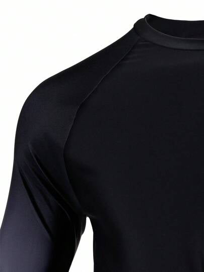 Manfinity KASUA قميص سباحة طويل الأكمام للرجال بطبعة حرفية ذو أكمام راجلان وتدرج لوني