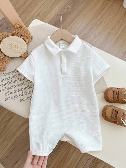 SHEIN رومبير مبطن ناعم ومريح للأطفال حديثي الولادة البنين/البنات ذو أكمام قصيرة، لون أبيض، مناسبة للاستخدام الداخلي والخارجي واليومي والرياضة والحفلات والتصوير الفوتوغرافي والأعياد والمناسبات والأعراس ودش الطفل، مناسبة لجميع المواسم