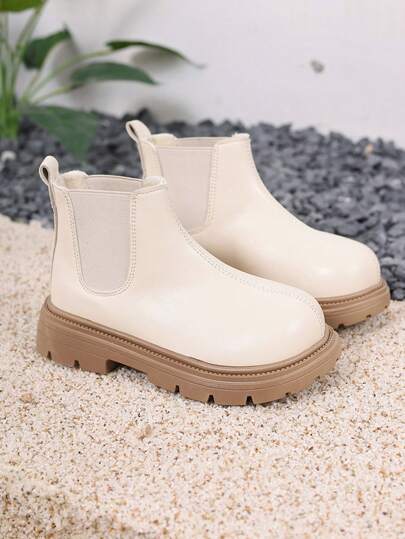 زوج من الأحذية القصيرة، بوت قصيرة ذات قاع مسطح جديدة للشتاء للبنات، مناسبة للرحلات الخارجية، بتصميم مرن، بوت قصيرة للبنات