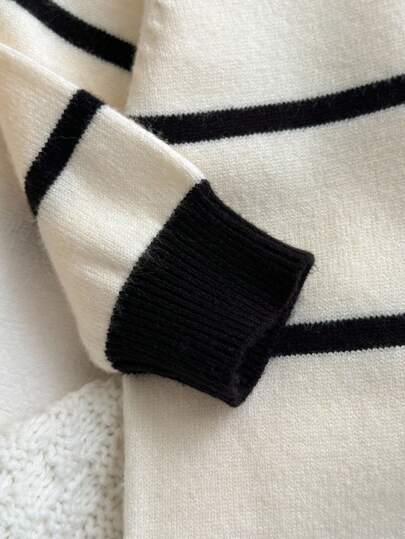 SHEIN رومبير رومبر تريكو رضيع جديد طويلة الأكمام بياقة بولو للأولاد والبنات، ملونة بألوان متناسقة، مناسبة للخريف والشتاء