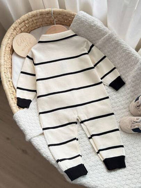 SHEIN رومبير رومبر تريكو رضيع جديد طويلة الأكمام بياقة بولو للأولاد والبنات، ملونة بألوان متناسقة، مناسبة للخريف والشتاء