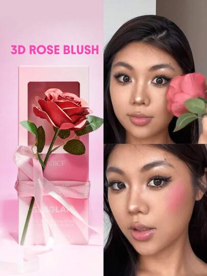 SHEGLAM بودرة أحمر الخدود الوردية من Pink Ribbon Rose أحمر خدود وردي مقاوم للماء يدوم طويلاً ذو صبغة عالية لا يتلاشى توهج طبيعي يدوم طويلاً مكياج خفيف الوزن للوجه حمره بلشر علامة تجارية جمال مكياج ميكب مستحضرات تجميل للنساء الفتيات مثالي لفصل الشتاء الربي