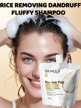 طقم العناية بالشعر والجسم بحجم 4 قطع للسفر، يشمل: 30 جرام من قشرة الرأس على شكل أرز، 30جرام من مغذي الأرز، غسول أمطار وتطهير للأرز 30جم، لوشن تبييض وترطيب الجسم 30غرام، طقم سفر للتوصيل