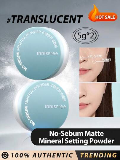 بودرة معدنية بدون زبدة غير لامعة من Innisfree 5 جرام * 2/10 جرام، مكياج كوري، بودر فضفاض، بدون فراجر، شفافة