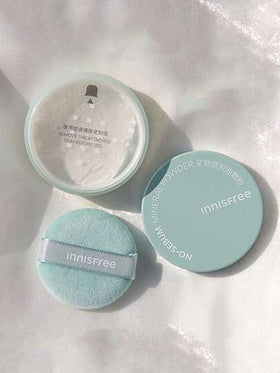 بودرة معدنية بدون زبدة غير لامعة من Innisfree 5 جرام * 2/10 جرام، مكياج كوري، بودر فضفاض، بدون فراجر، شفافة