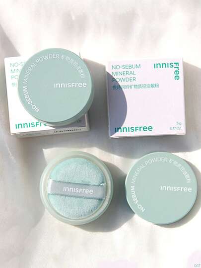 بودرة معدنية بدون زبدة غير لامعة من Innisfree 5 جرام * 2/10 جرام، مكياج كوري، بودر فضفاض، بدون فراجر، شفافة