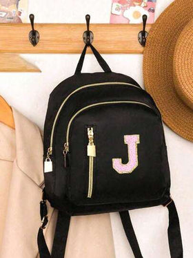 حقيبة ظهر مطرزة بحرف DIY، حقيبة ظهر صغيرة أنيقة مناسبة للجنسين مزودة بسحاب، مناسبة للاستخدام اليومي، كلاسيكية بسيطة للنساء الكاجوال، مناسبة للمراهقين وطلاب الجامعة والأعمال والمتنقلين، مثالية للمكتب والحمل