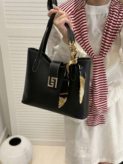 حقيبة كتف من البولي يوريثان مع نمط الوشاح، سعة كبيرة، خفيفة الوزن وشاملة، مناسبة للتنقل