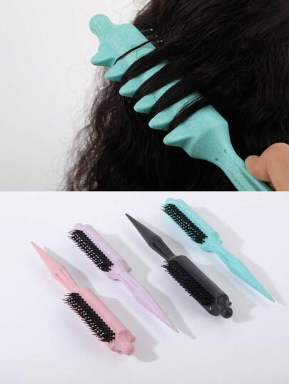 Hair brushes-EU+UK مشط تصفيف الشعر المجعد (بمقبض ذيل) - سهل التمشيط، ناعم، يشكل تجعيدات، مناسب للاستخدام الجاف والرطب، مضاد للتجعد، أداة تقسيم متعددة الاستخدامات، ضرورية للصالون والسفر والمنزل، أسود، مشط، مشط الحافة، مشط، مشط فك التشابك، مشط كروي الشكل...