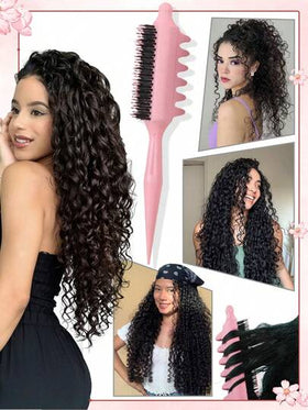 Hair brushes-EU+UK مشط تصفيف الشعر المجعد (بمقبض ذيل) - سهل التمشيط، ناعم، يشكل تجعيدات، مناسب للاستخدام الجاف والرطب، مضاد للتجعد، أداة تقسيم متعددة الاستخدامات، ضرورية للصالون والسفر والمنزل، أسود، مشط، مشط الحافة، مشط، مشط فك التشابك، مشط كروي الشكل...