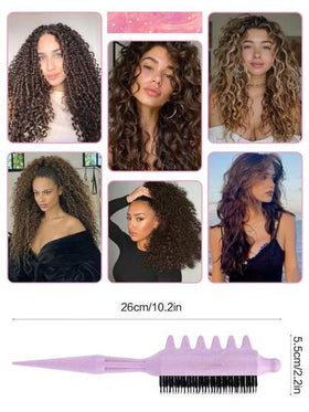 Hair brushes-EU+UK مشط تصفيف الشعر المجعد (بمقبض ذيل) - سهل التمشيط، ناعم، يشكل تجعيدات، مناسب للاستخدام الجاف والرطب، مضاد للتجعد، أداة تقسيم متعددة الاستخدامات، ضرورية للصالون والسفر والمنزل، أسود، مشط، مشط الحافة، مشط، مشط فك التشابك، مشط كروي الشكل...