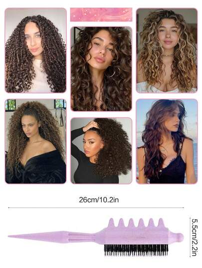 Hair brushes-EU+UK مشط تصفيف الشعر المجعد (بمقبض ذيل) - سهل التمشيط، ناعم، يشكل تجعيدات، مناسب للاستخدام الجاف والرطب، مضاد للتجعد، أداة تقسيم متعددة الاستخدامات، ضرورية للصالون والسفر والمنزل، أسود، مشط، مشط الحافة، مشط، مشط فك التشابك، مشط كروي الشكل...