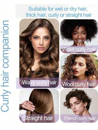 Hair brushes-EU+UK مشط تصفيف الشعر المجعد (بمقبض ذيل) - سهل التمشيط، ناعم، يشكل تجعيدات، مناسب للاستخدام الجاف والرطب، مضاد للتجعد، أداة تقسيم متعددة الاستخدامات، ضرورية للصالون والسفر والمنزل، أسود، مشط، مشط الحافة، مشط، مشط فك التشابك، مشط كروي الشكل...