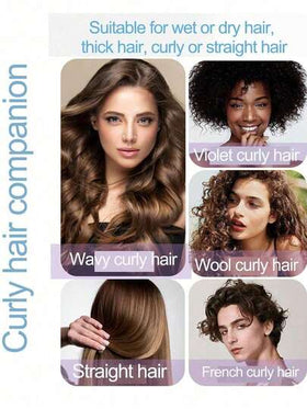 Hair brushes-EU+UK مشط تصفيف الشعر المجعد (بمقبض ذيل) - سهل التمشيط، ناعم، يشكل تجعيدات، مناسب للاستخدام الجاف والرطب، مضاد للتجعد، أداة تقسيم متعددة الاستخدامات، ضرورية للصالون والسفر والمنزل، أسود، مشط، مشط الحافة، مشط، مشط فك التشابك، مشط كروي الشكل...