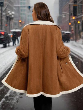 SHEIN Clasi معطف شتوي للمرأة ذات الحجم الكبير بياقة سميكة عصرية