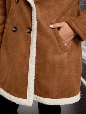 SHEIN Clasi معطف شتوي للمرأة ذات الحجم الكبير بياقة سميكة عصرية