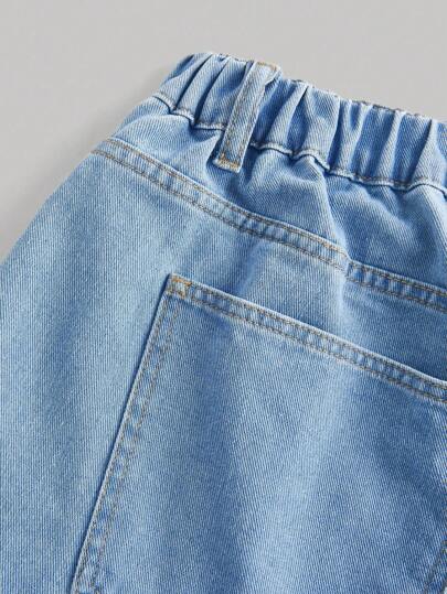 SHEIN MOD شورت جينز أزرق كبير الحجم مع خياطة دانتيل رقيقة، تنورة ذات خصر عالي، بنطلون صيفي على الطراز الكوري، ملابس عودة إلى المدرسة بطابع جمالي