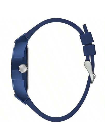 Guess ساعة يد كوارتز متعددة الوظائف للرجال GW0203G7، قرص أزرق مجوف مع سوار مرن، ساعة كاجوال مناسبة للمناسبات اليومية والأعمال، هدية عيد ميلاد ممتازة للأب أو الحبيب