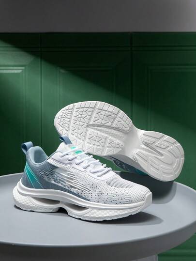 أحذية رياضية كاجوال منخفضة القمة من الشباك المحبوك بتدرج لون، أحذية رياضية خارجية مريحة وعصرية قابلة للتنوع مع ربطة أحذية